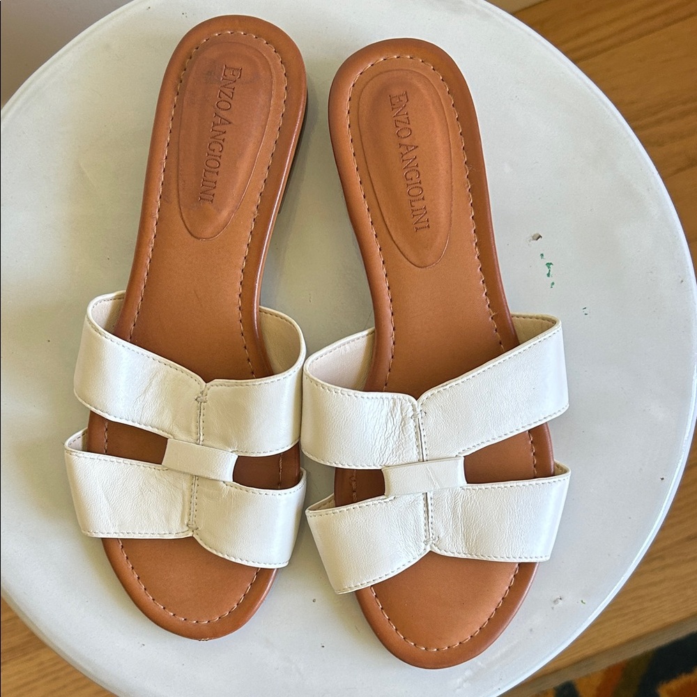 Enzo Angiolini White Slide Sandals